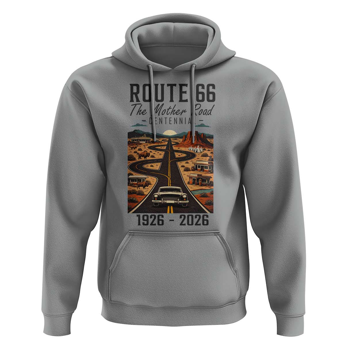Route Highway 66 Mother Road Hoodie Vintage Distressed Road Trip Adventure