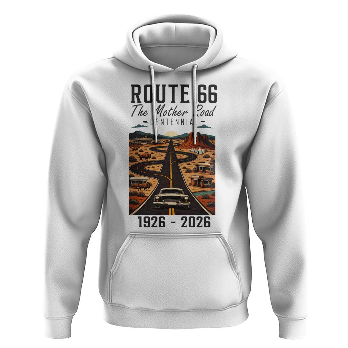 Route Highway 66 Mother Road Hoodie Vintage Distressed Road Trip Adventure