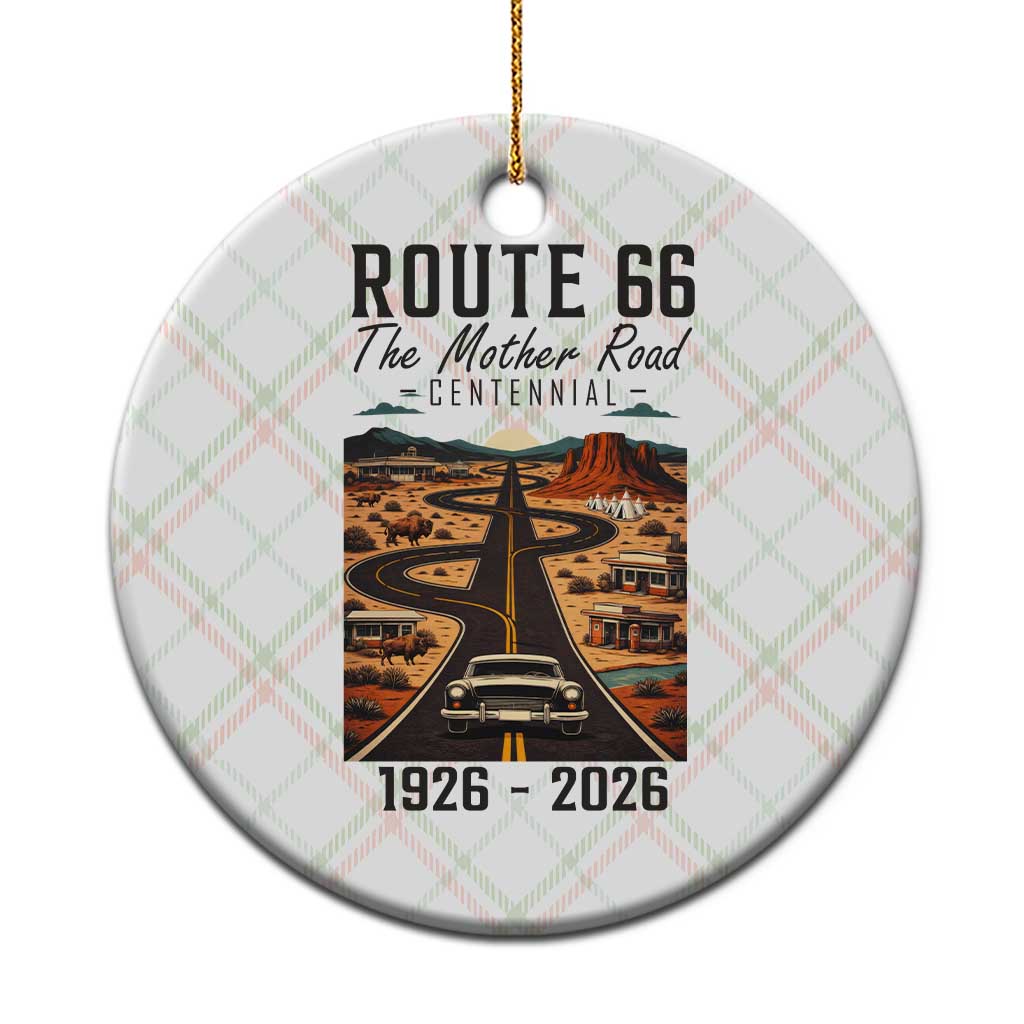 Route Highway 66 Mother Road Ceramic Ornament Vintage Distressed Road Trip Adventure