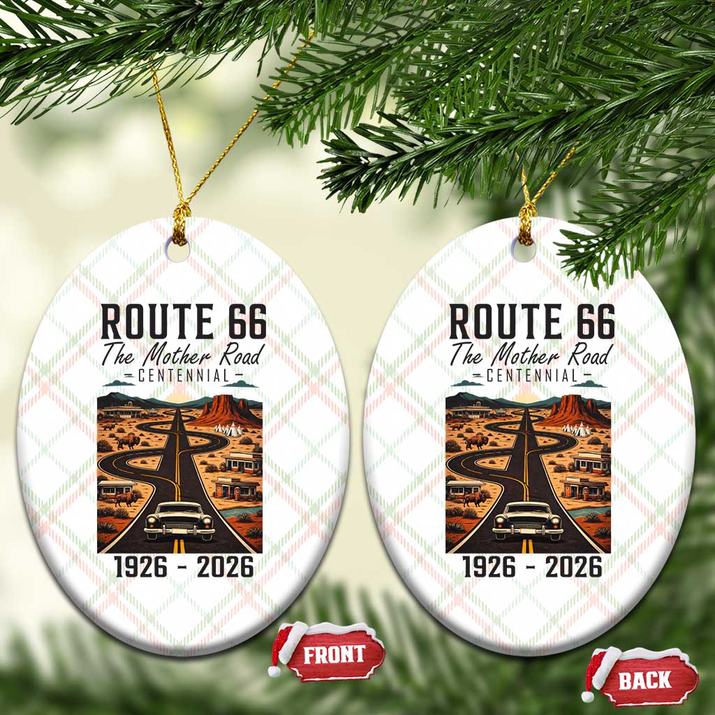 Route Highway 66 Mother Road Ceramic Ornament Vintage Distressed Road Trip Adventure