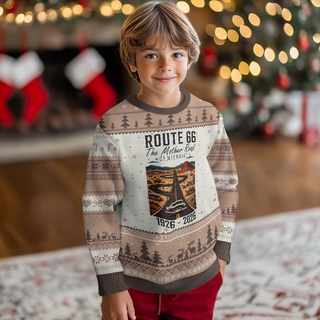 Route Highway 66 Mother Road Ugly Christmas Sweater Vintage Distressed Road Trip Adventure