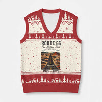 Route Highway 66 Mother Road V-Neck Knit Sweater Vest Vintage Distressed Road Trip Adventure