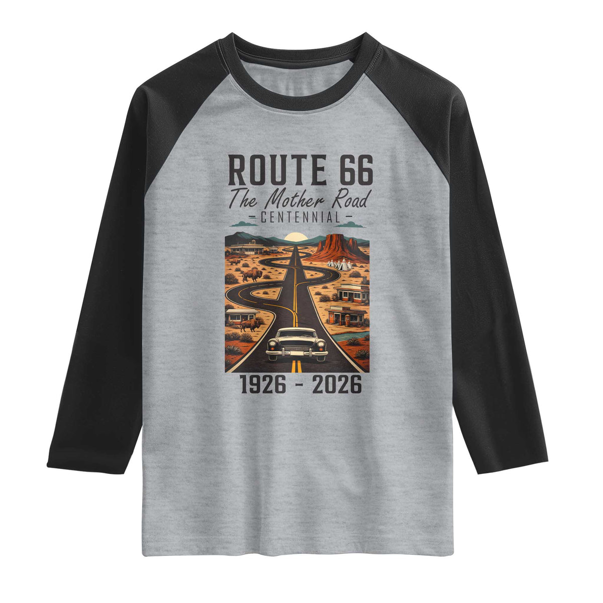 Route Highway 66 Mother Road Raglan Shirt Vintage Distressed Road Trip Adventure