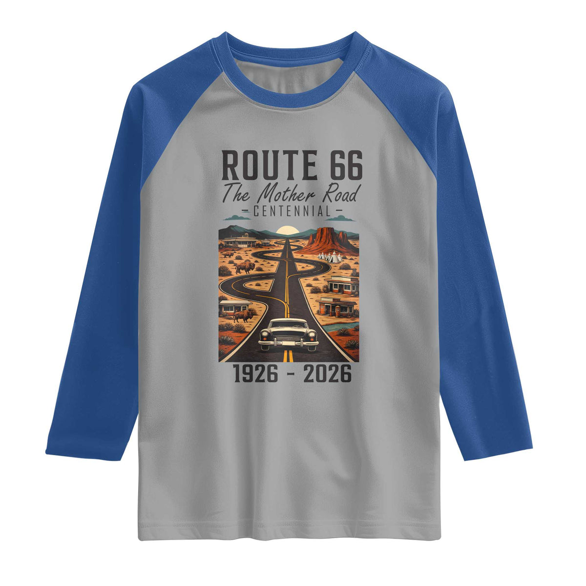 Route Highway 66 Mother Road Raglan Shirt Vintage Distressed Road Trip Adventure