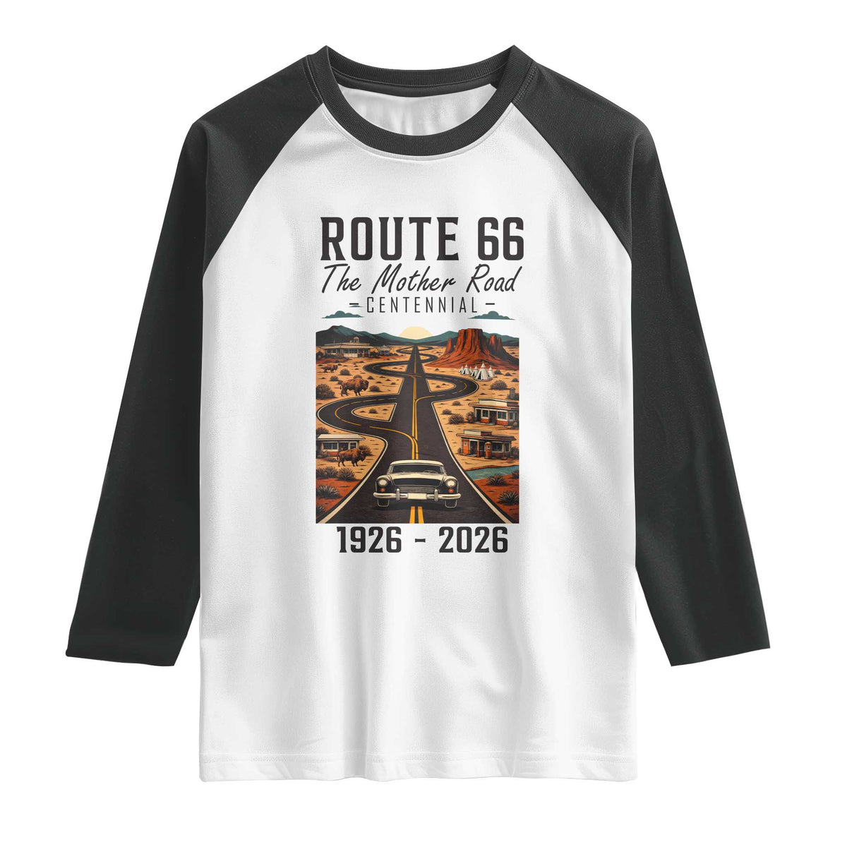 Route Highway 66 Mother Road Raglan Shirt Vintage Distressed Road Trip Adventure