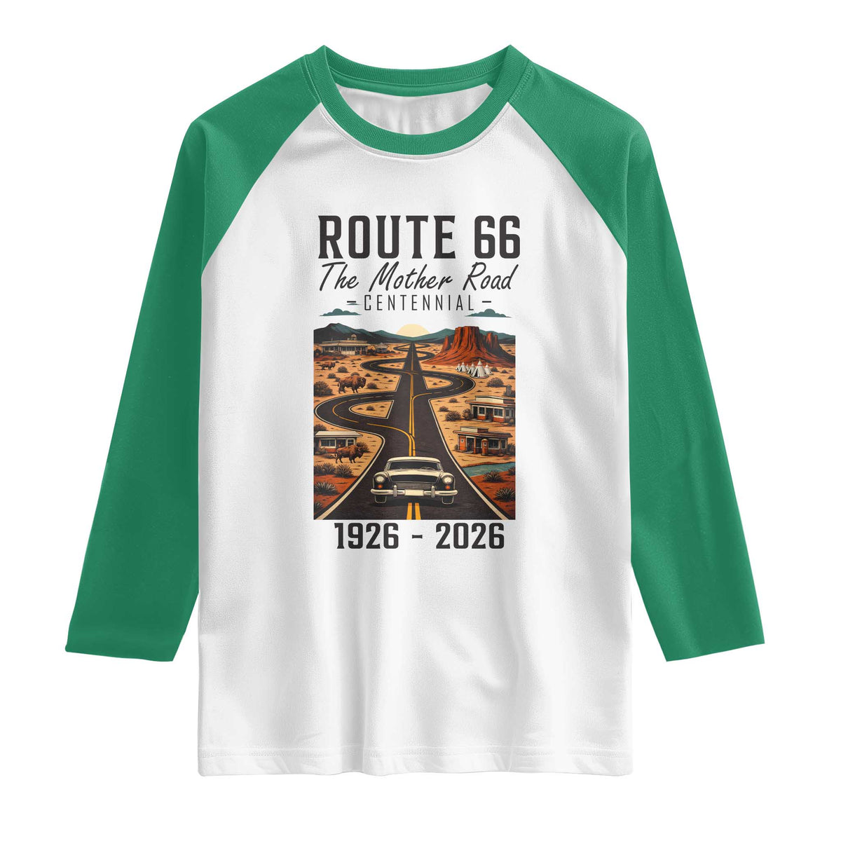 Route Highway 66 Mother Road Raglan Shirt Vintage Distressed Road Trip Adventure