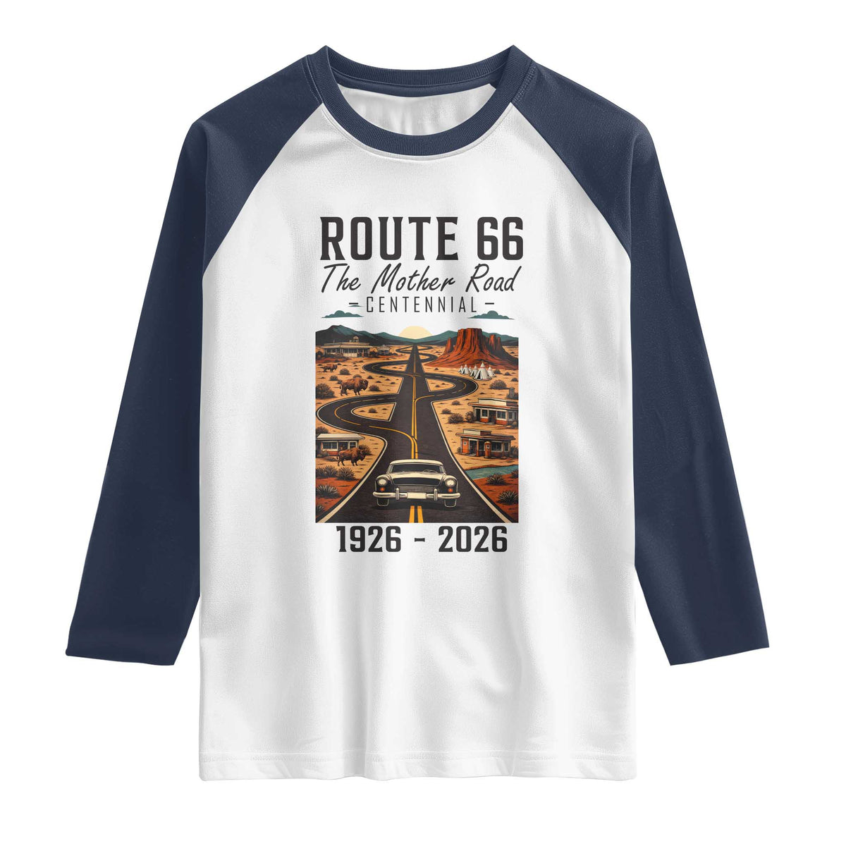 Route Highway 66 Mother Road Raglan Shirt Vintage Distressed Road Trip Adventure