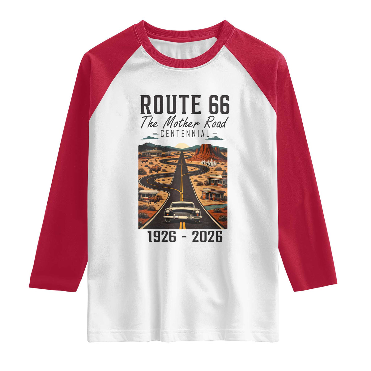 Route Highway 66 Mother Road Raglan Shirt Vintage Distressed Road Trip Adventure