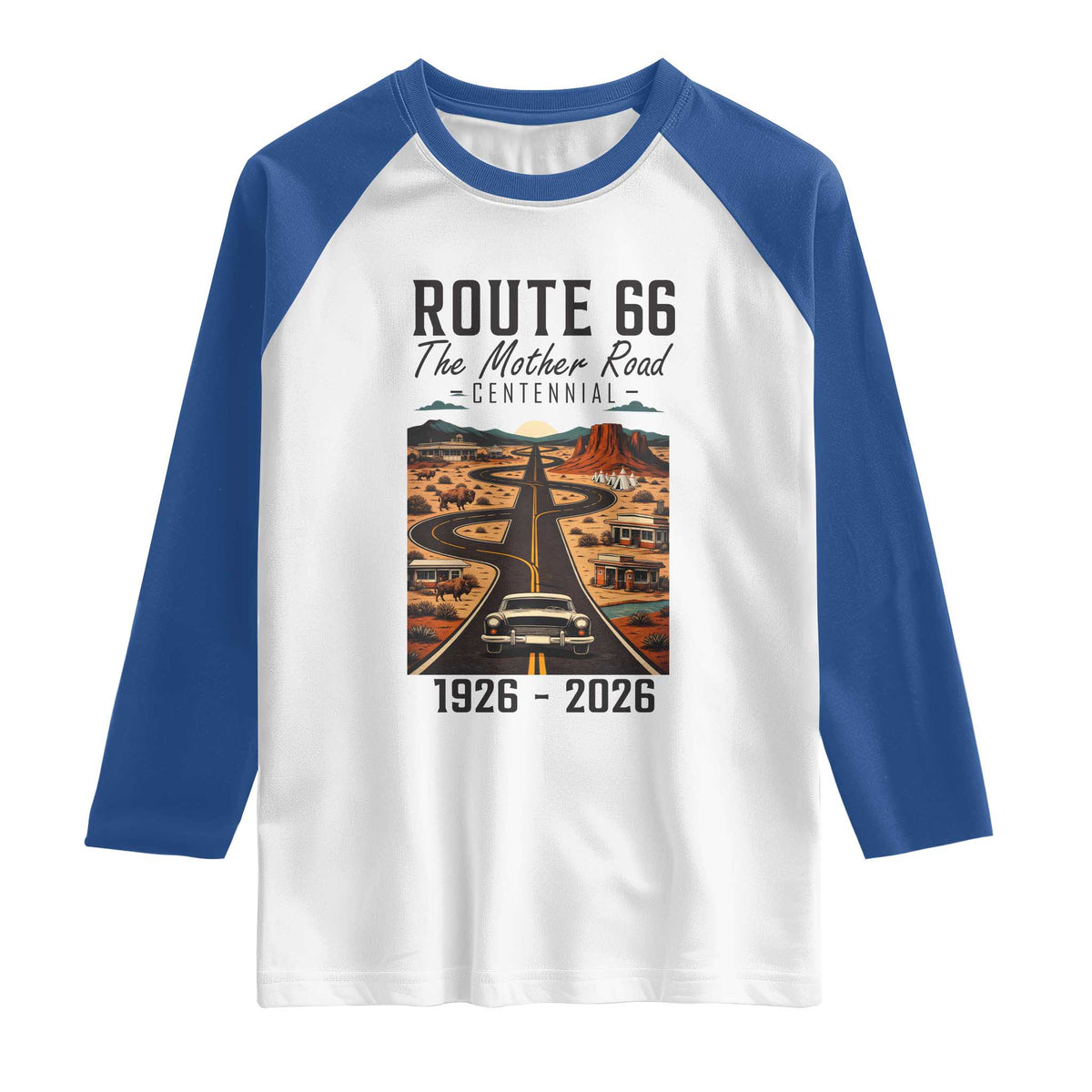 Route Highway 66 Mother Road Raglan Shirt Vintage Distressed Road Trip Adventure