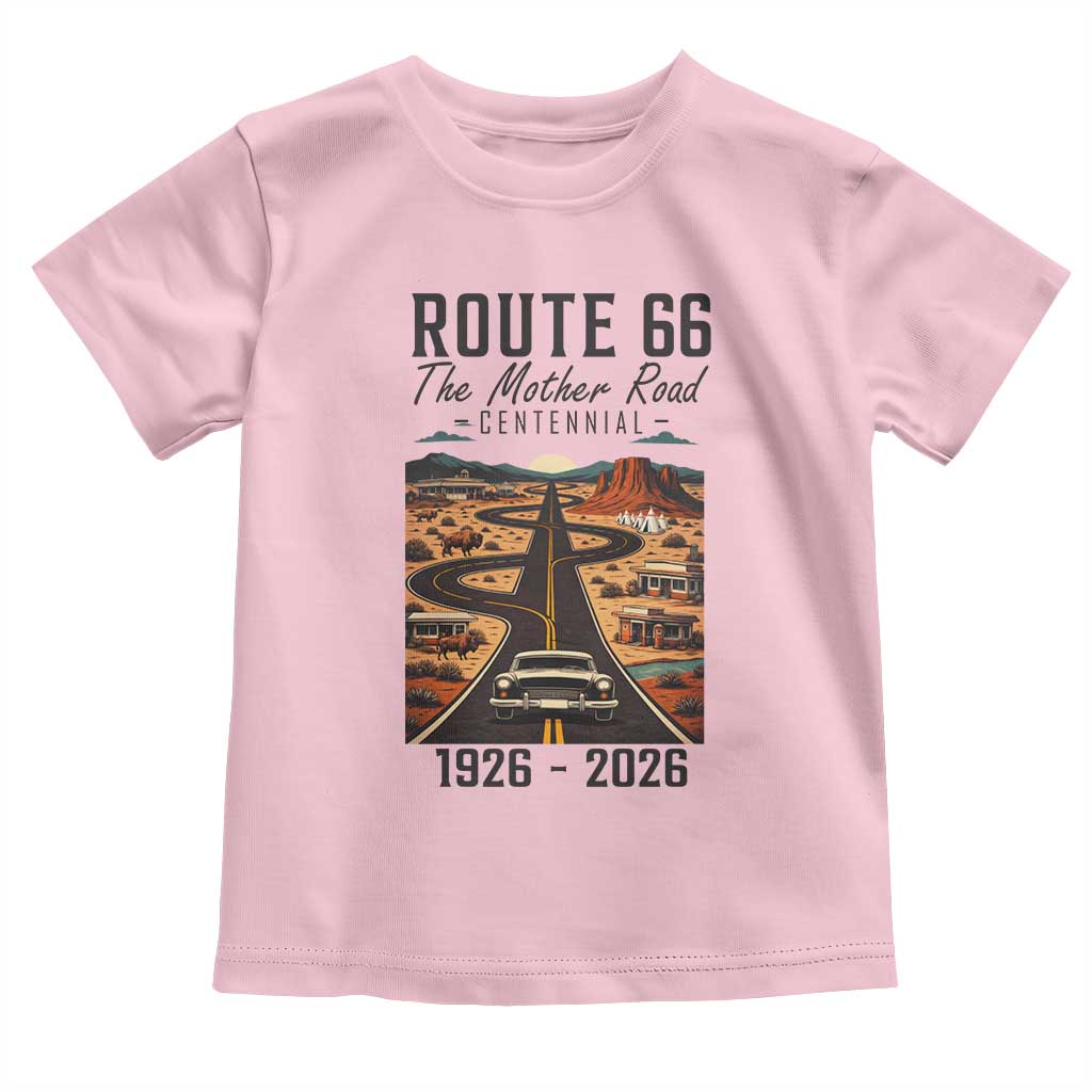 Route Highway 66 Mother Road Toddler T Shirt Vintage Distressed Road Trip Adventure
