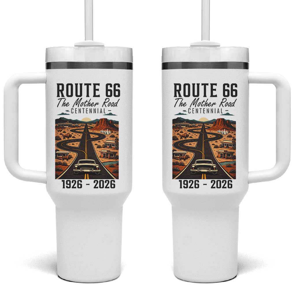 Route Highway 66 Mother Road Tumbler With Handle Vintage Distressed Road Trip Adventure