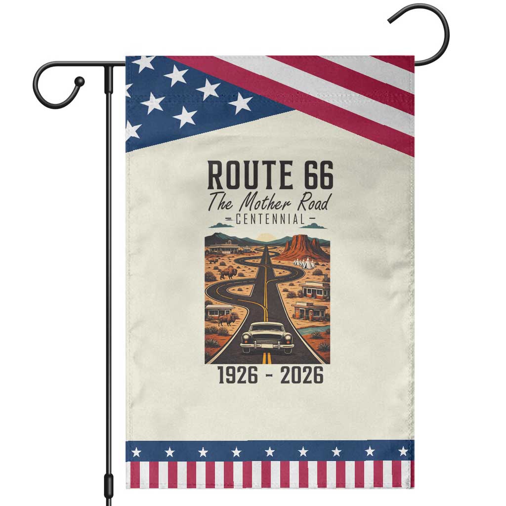 Route Highway 66 Mother Road Garden Flag Vintage Distressed Road Trip Adventure