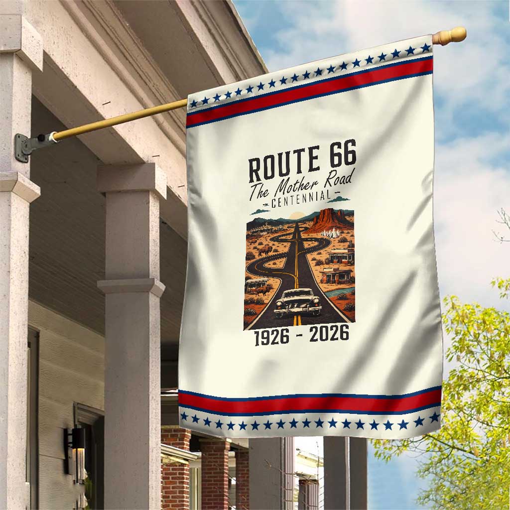 Route Highway 66 Mother Road Garden Flag Vintage Distressed Road Trip Adventure