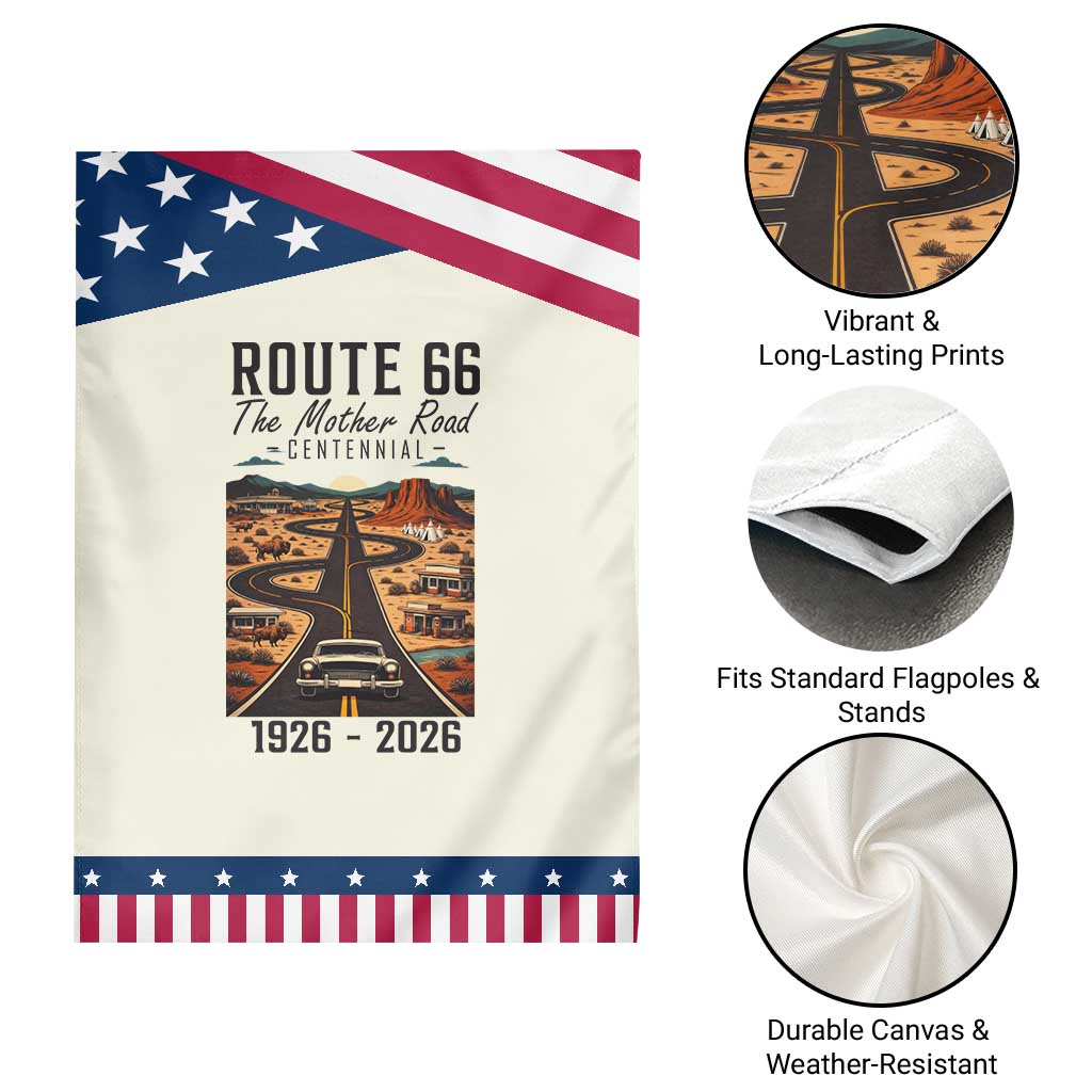 Route Highway 66 Mother Road Garden Flag Vintage Distressed Road Trip Adventure