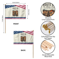 Route Highway 66 Mother Road Patriotic Handheld Flag Vintage Distressed Road Trip Adventure