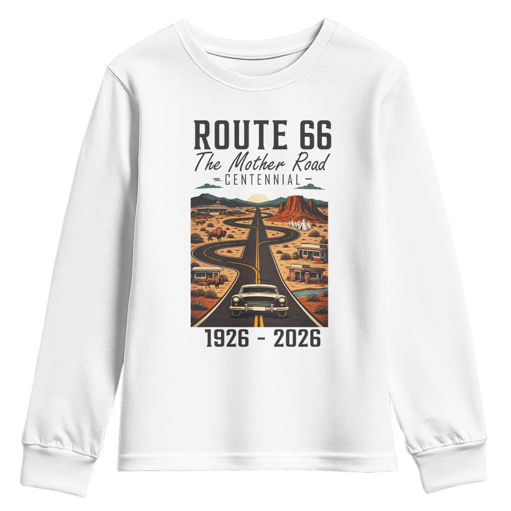 Route Highway 66 Mother Road Youth Sweatshirt Vintage Distressed Road Trip Adventure
