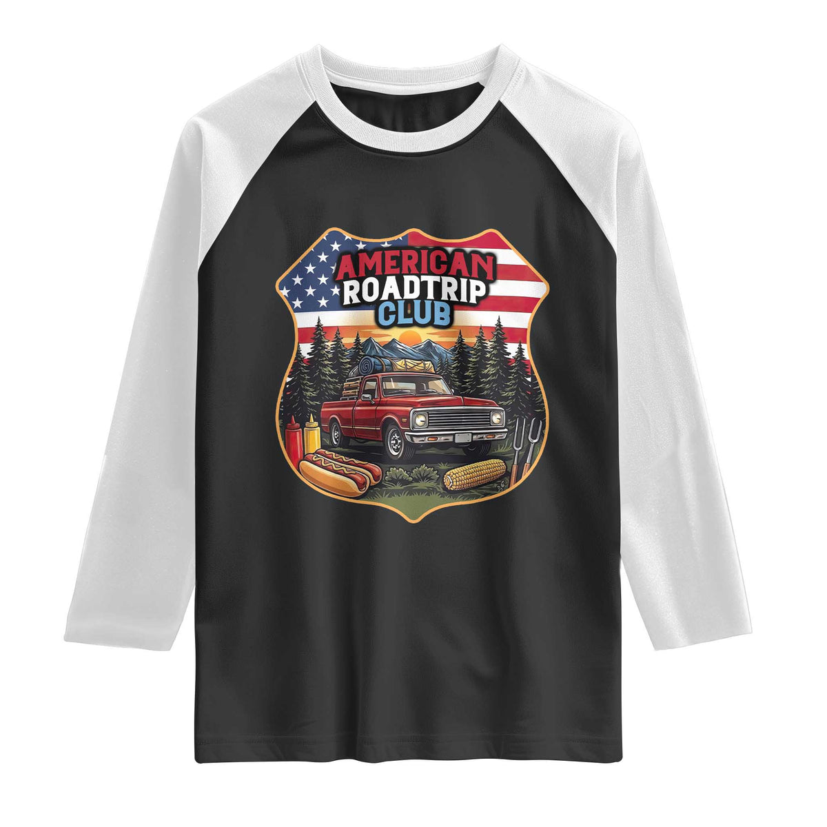 Route Highway 66 Raglan Shirt Vintage American Roadtrip Club Road Trip
