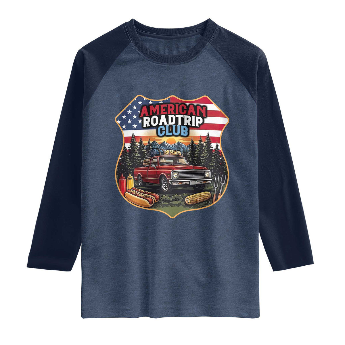 Route Highway 66 Raglan Shirt Vintage American Roadtrip Club Road Trip
