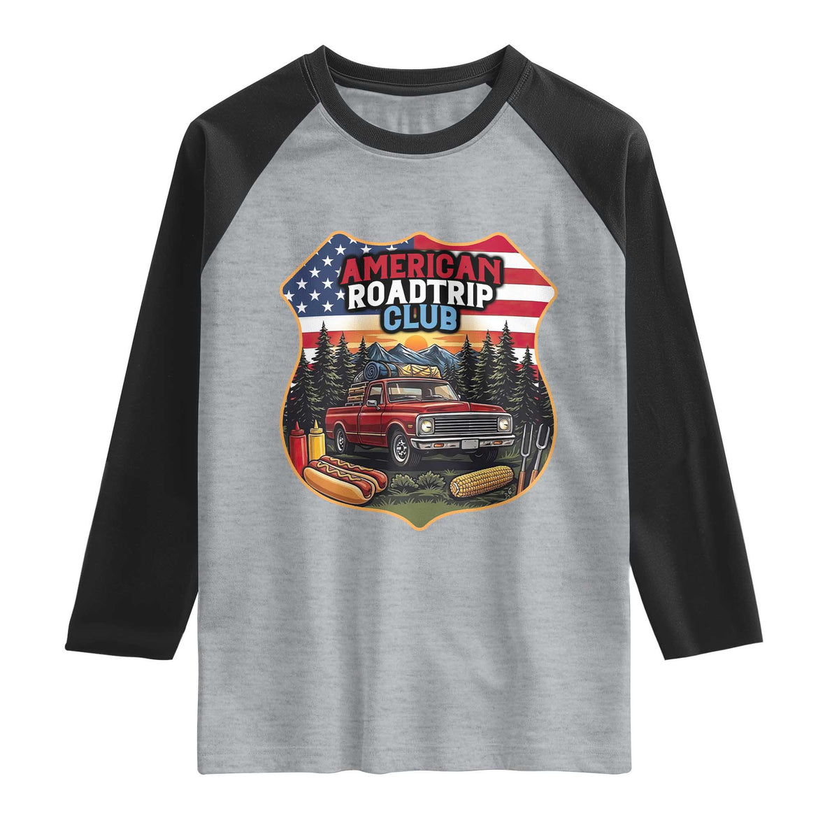 Route Highway 66 Raglan Shirt Vintage American Roadtrip Club Road Trip