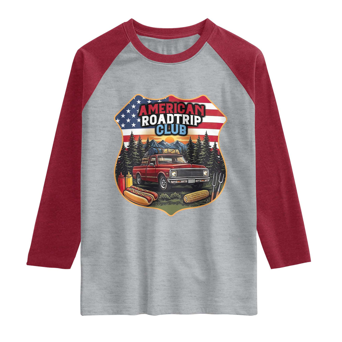 Route Highway 66 Raglan Shirt Vintage American Roadtrip Club Road Trip