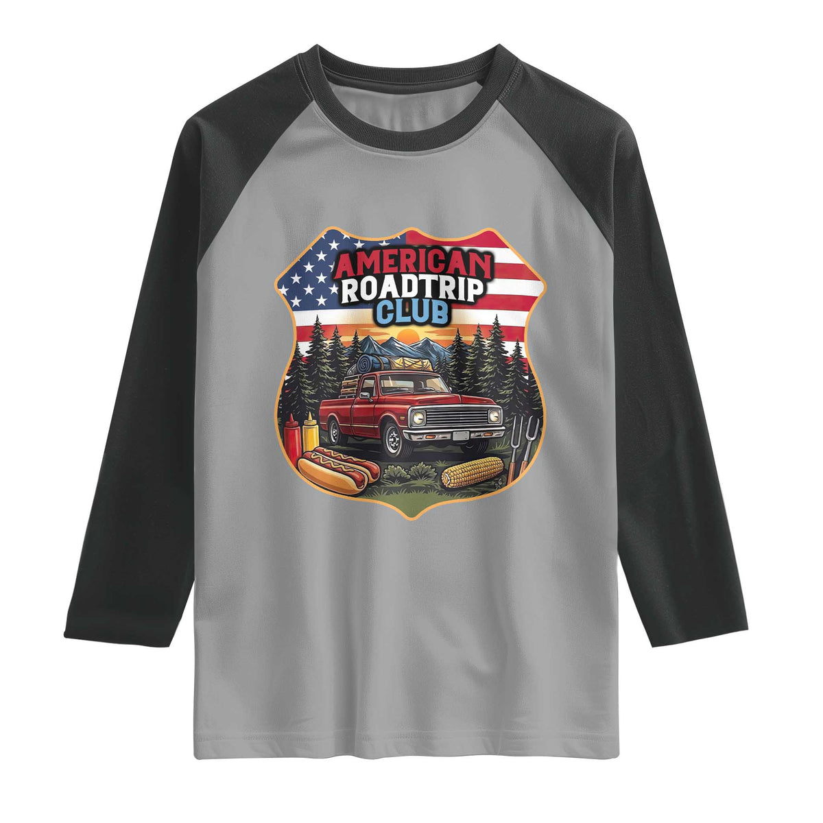 Route Highway 66 Raglan Shirt Vintage American Roadtrip Club Road Trip
