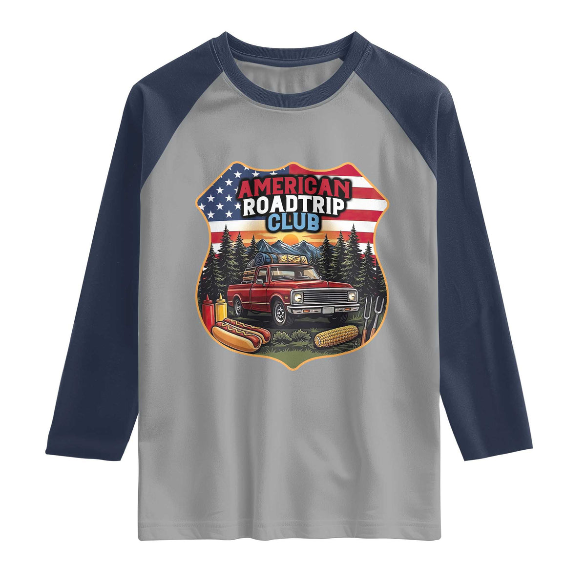 Route Highway 66 Raglan Shirt Vintage American Roadtrip Club Road Trip