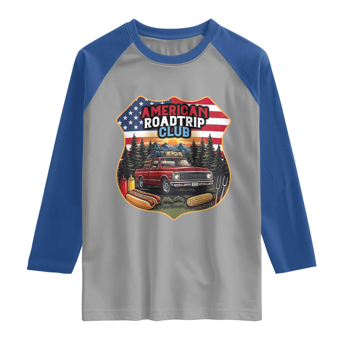Route Highway 66 Raglan Shirt Vintage American Roadtrip Club Road Trip
