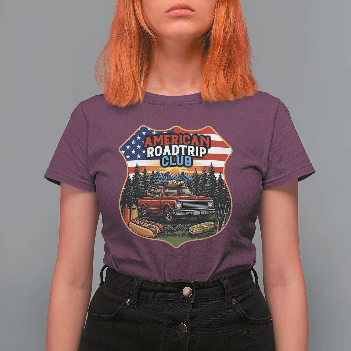 Route Highway 66 T Shirt For Women Vintage American Roadtrip Club Road Trip