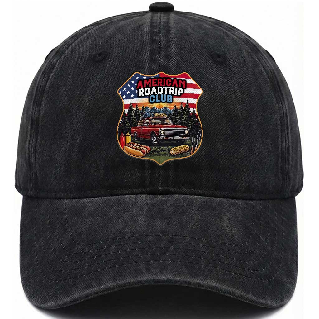 Route Highway 66 Washed Cotton Baseball Cap Vintage American Roadtrip Club Road Trip
