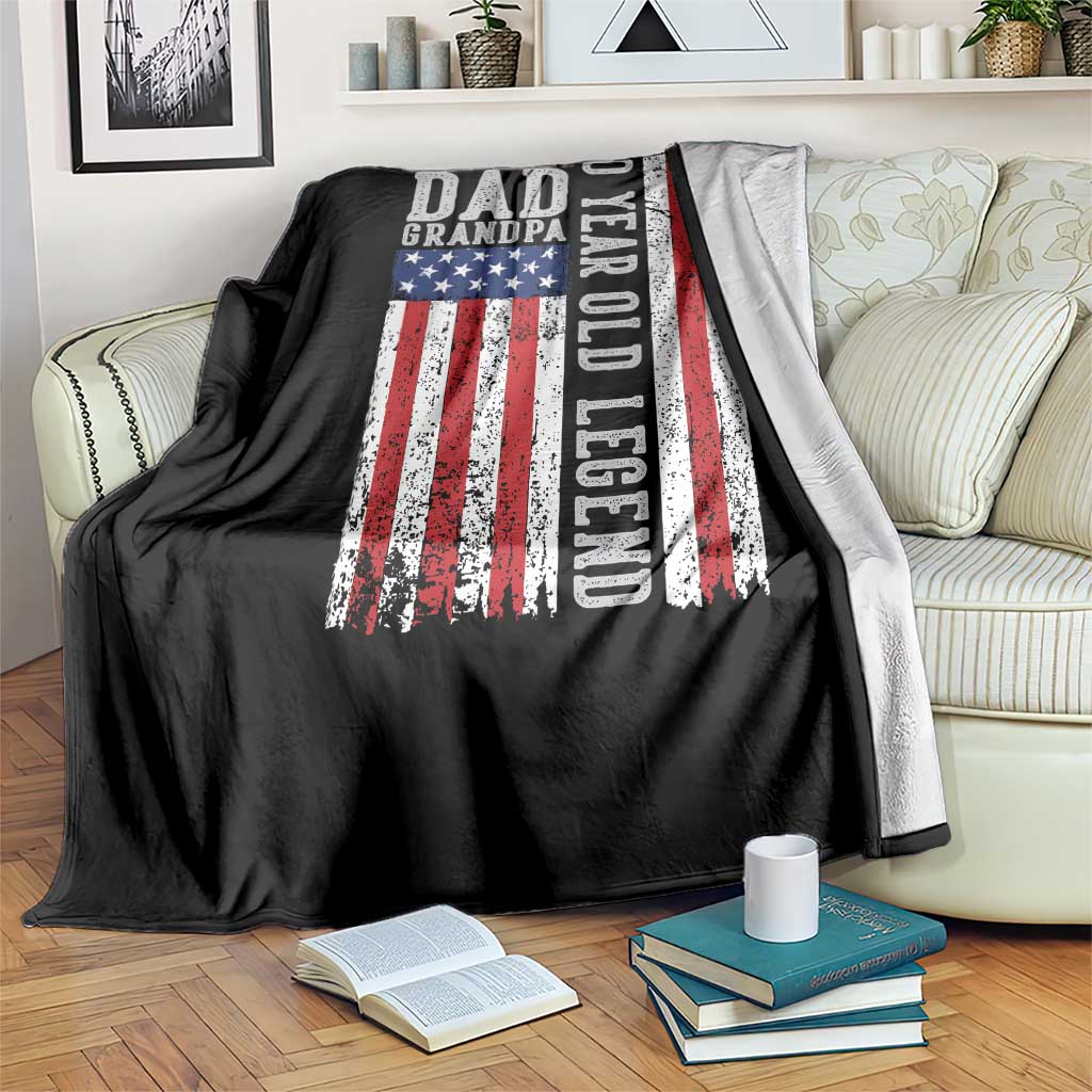 Husband Dad Grandpa 80 Year Old Legend Throw Blanket American Flag Birthday Gift