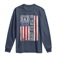 Husband Dad Grandpa 80 Year Old Legend Long Sleeve Shirt American Flag Birthday Gift