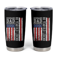 Husband Dad Grandpa 80 Year Old Legend Tumbler Cup American Flag Birthday Gift