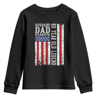 Husband Dad Grandpa 80 Year Old Legend Youth Sweatshirt American Flag Birthday Gift