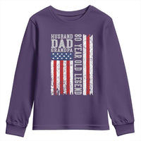 Husband Dad Grandpa 80 Year Old Legend Youth Sweatshirt American Flag Birthday Gift