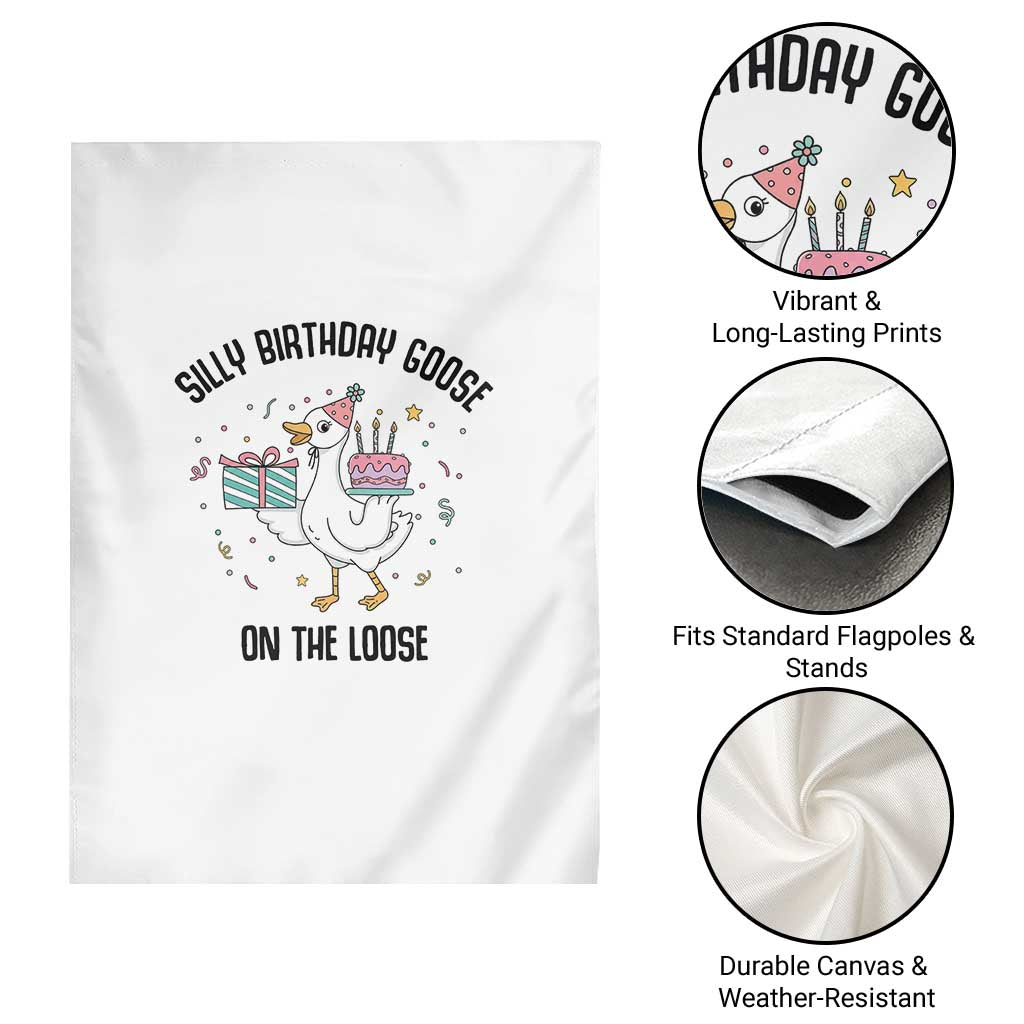 Funny Silly Goose On The Loose Garden Flag Birthday Party Gift