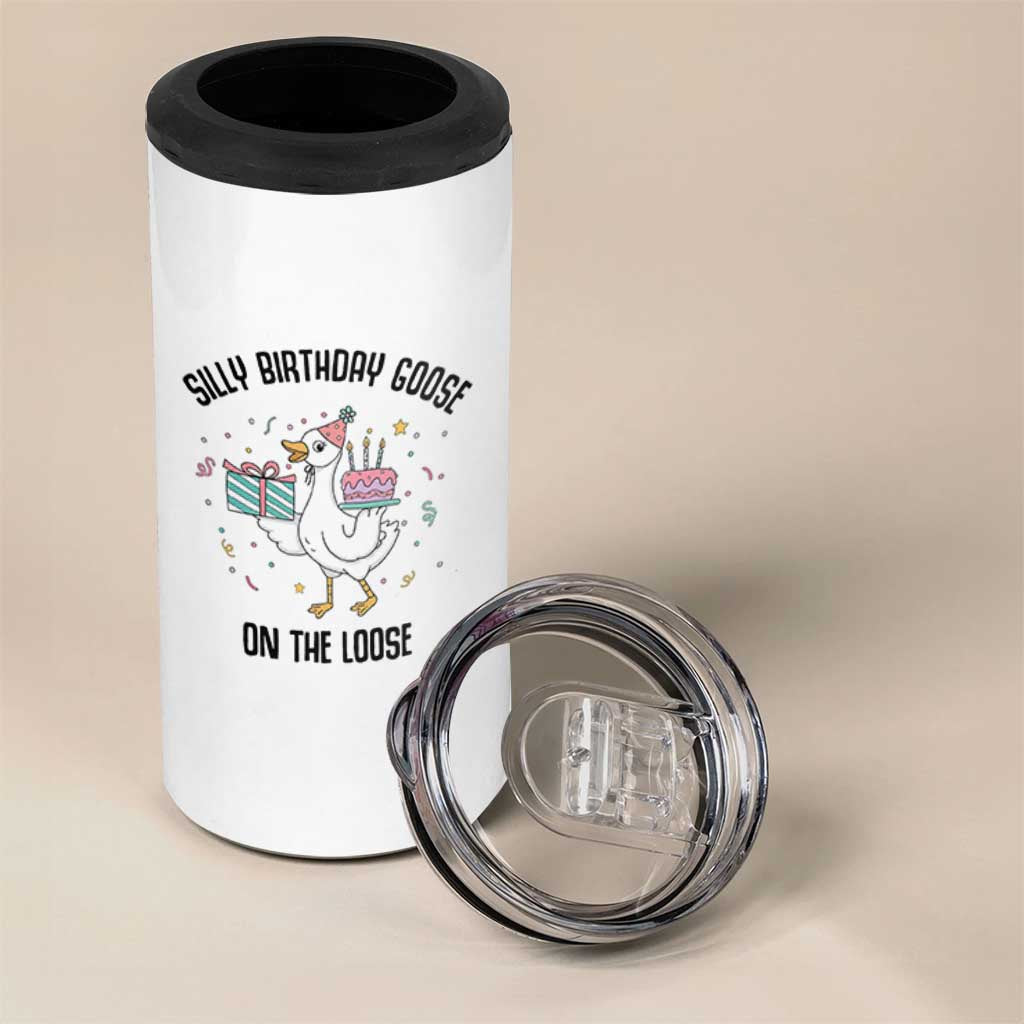 Funny Silly Goose On The Loose 4 in 1 Can Cooler Tumbler Birthday Party Gift