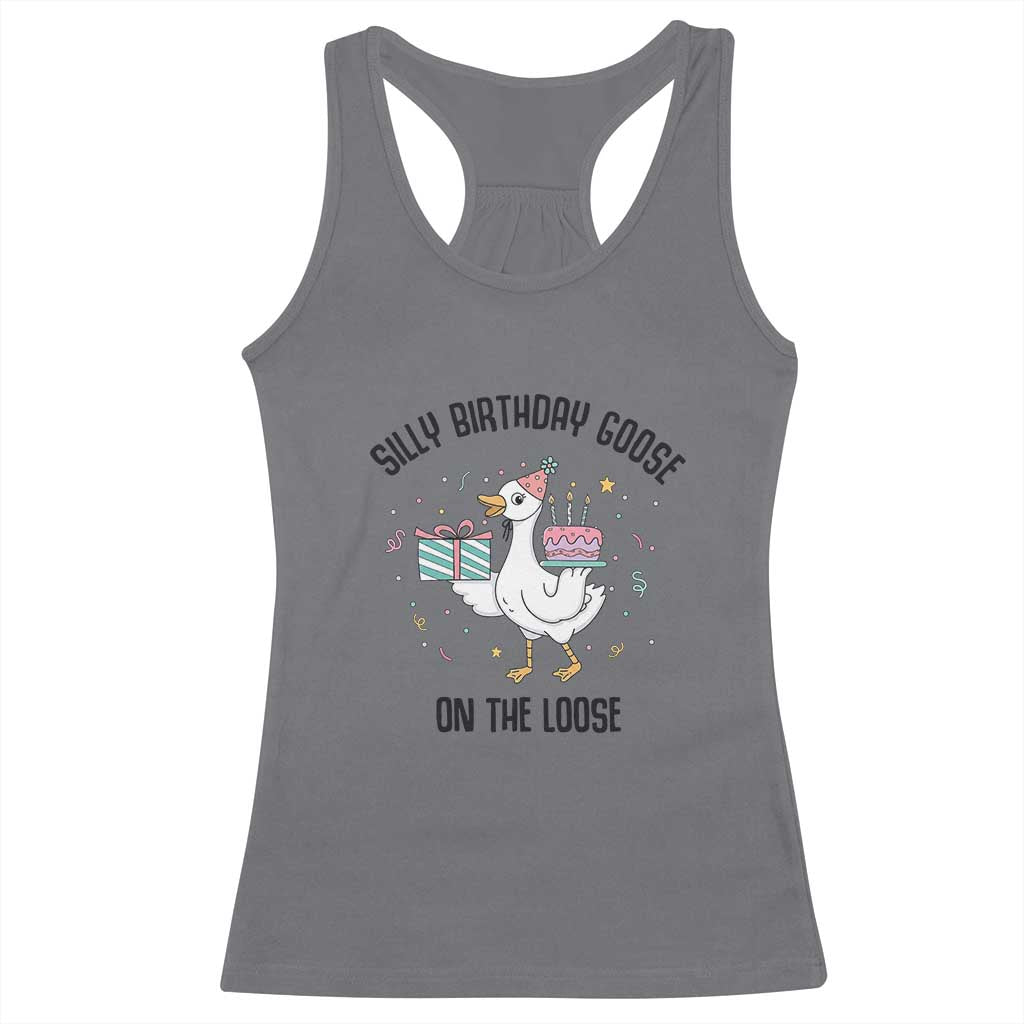 Funny Silly Goose On The Loose Racerback Tank Top Birthday Party Gift