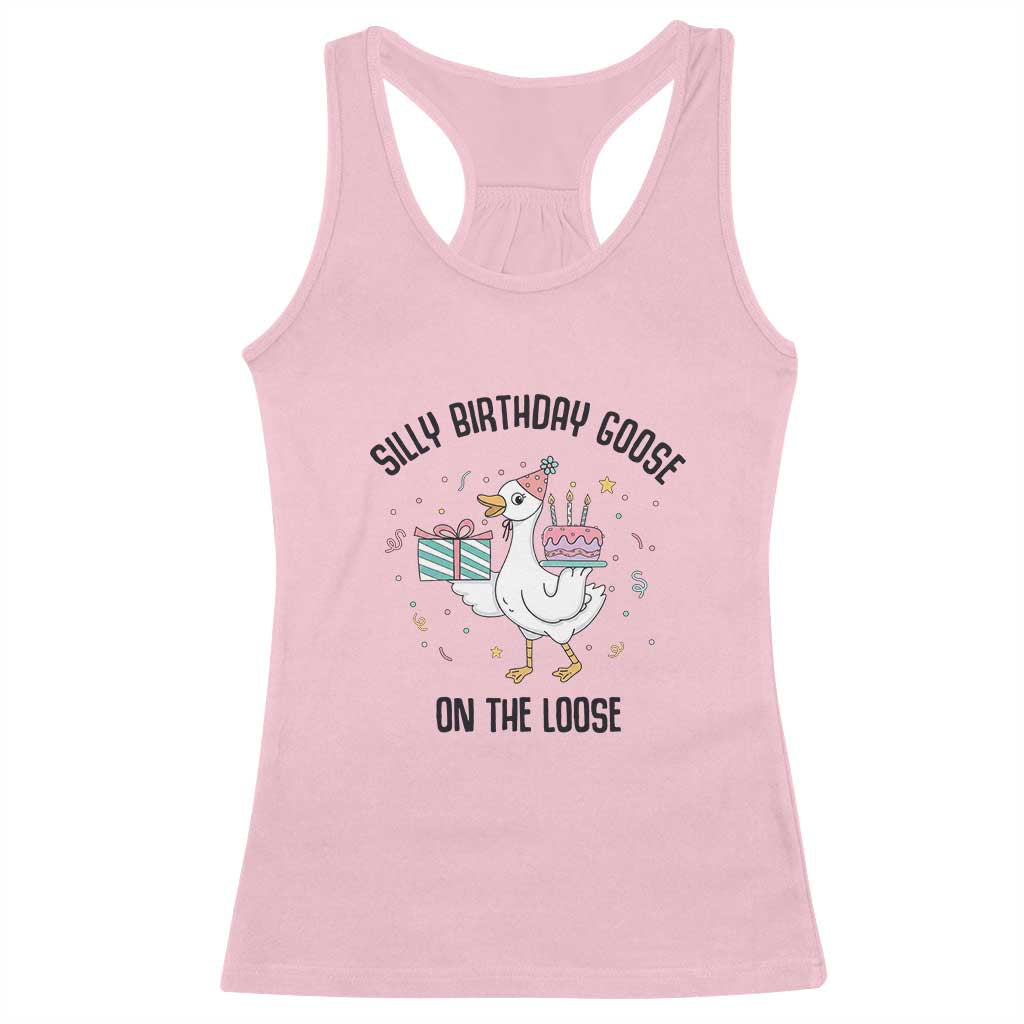 Funny Silly Goose On The Loose Racerback Tank Top Birthday Party Gift