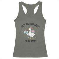 Funny Silly Goose On The Loose Racerback Tank Top Birthday Party Gift
