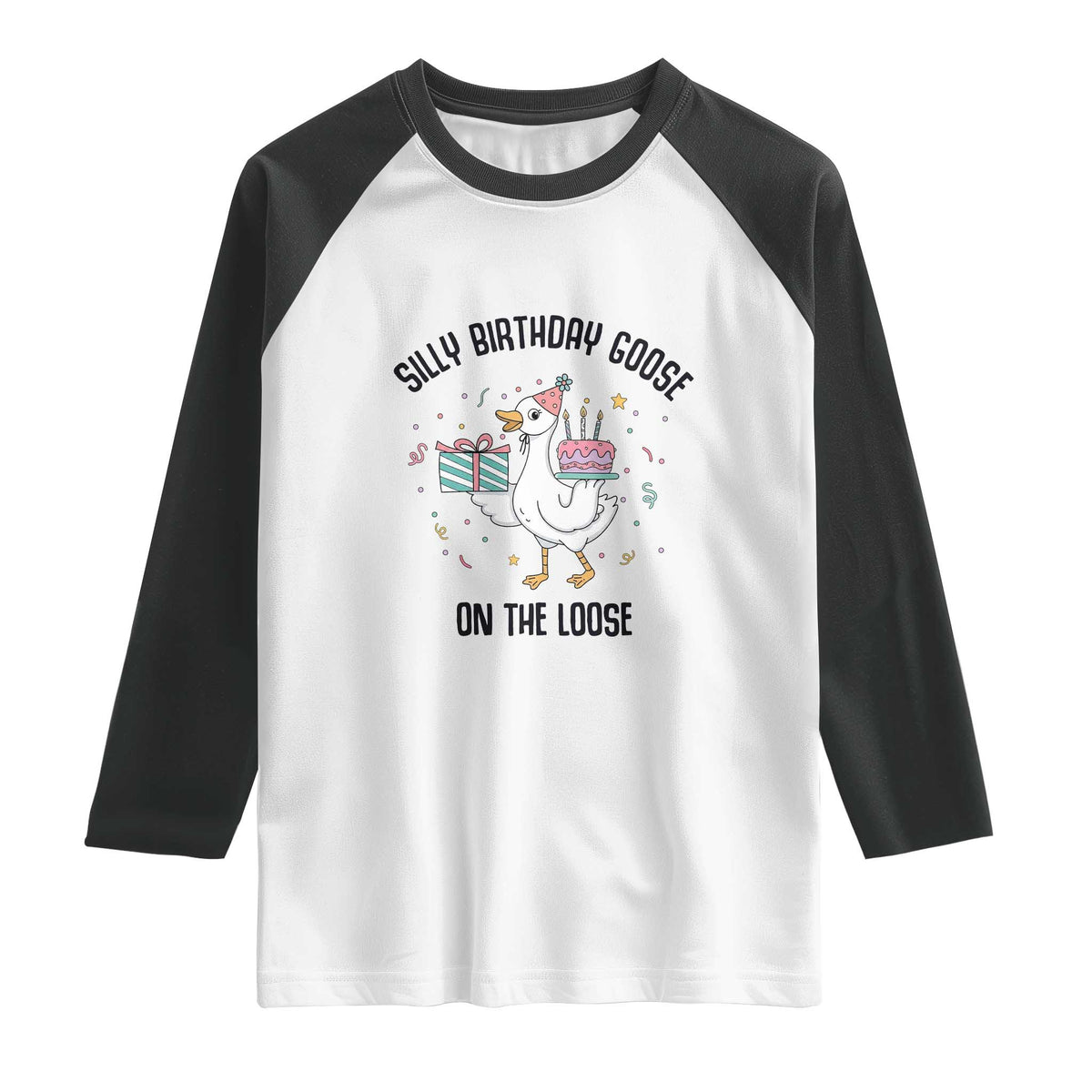 Funny Silly Goose On The Loose Raglan Shirt Birthday Party Gift