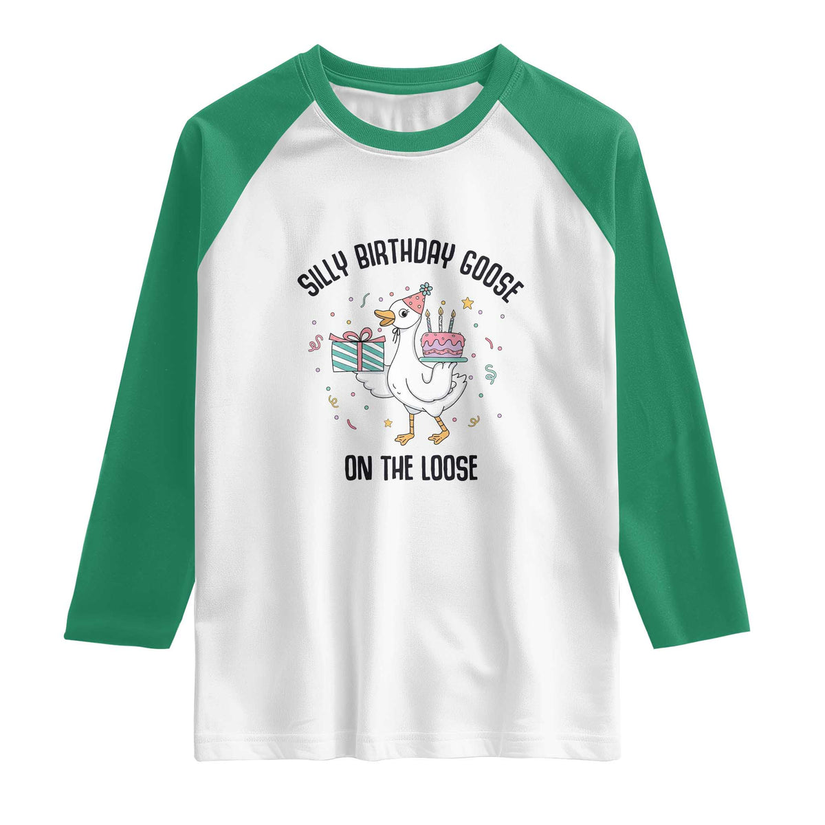 Funny Silly Goose On The Loose Raglan Shirt Birthday Party Gift