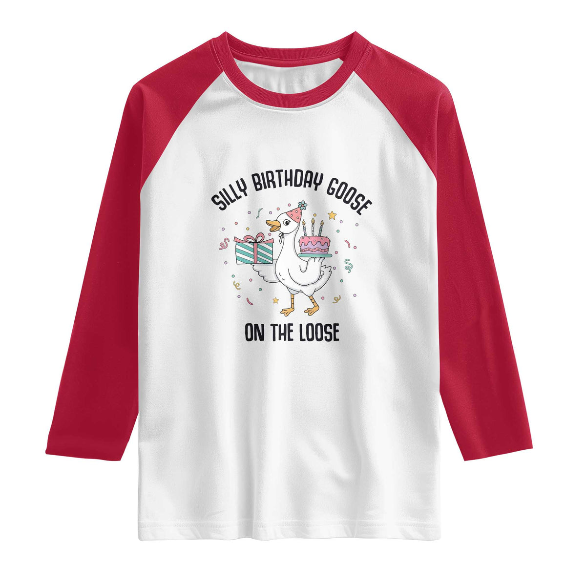 Funny Silly Goose On The Loose Raglan Shirt Birthday Party Gift