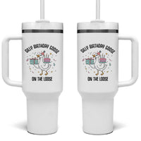 Funny Silly Goose On The Loose Tumbler With Handle Birthday Party Gift