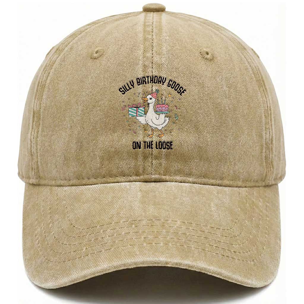 Funny Silly Goose On The Loose Washed Cotton Baseball Cap Birthday Party Gift