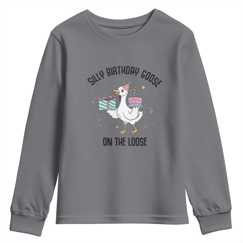 Funny Silly Goose On The Loose Youth Sweatshirt Birthday Party Gift