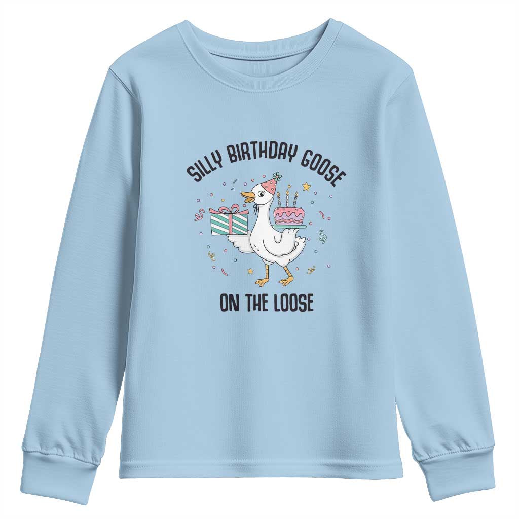 Funny Silly Goose On The Loose Youth Sweatshirt Birthday Party Gift
