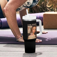 Look Who's 30 Tumbler With Handle Funny Birthday Doll Face Meme