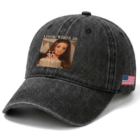 Look Who's 30 Washed Cotton Baseball Cap Funny Birthday Doll Face Meme