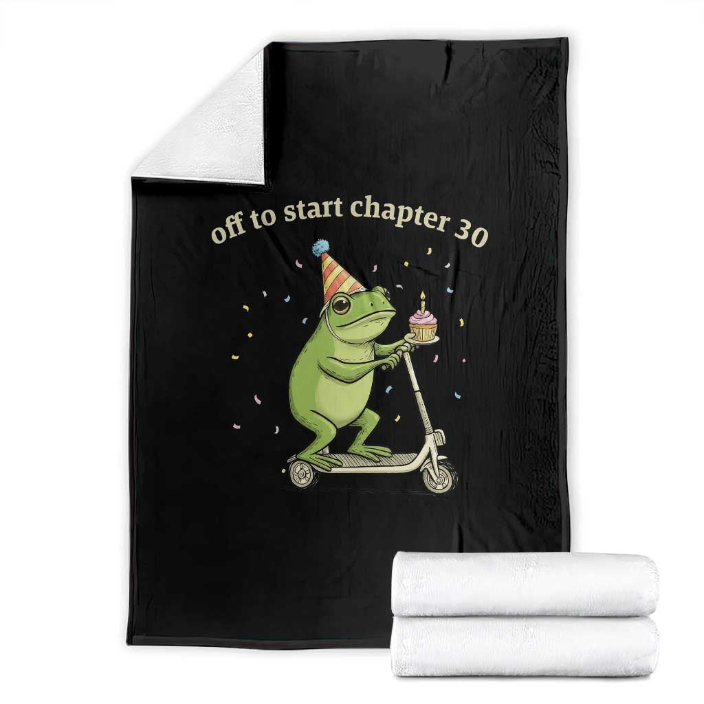 Off To Start Chapter 30 Throw Blanket Funny Frog Scooter 30th Birthday Gift