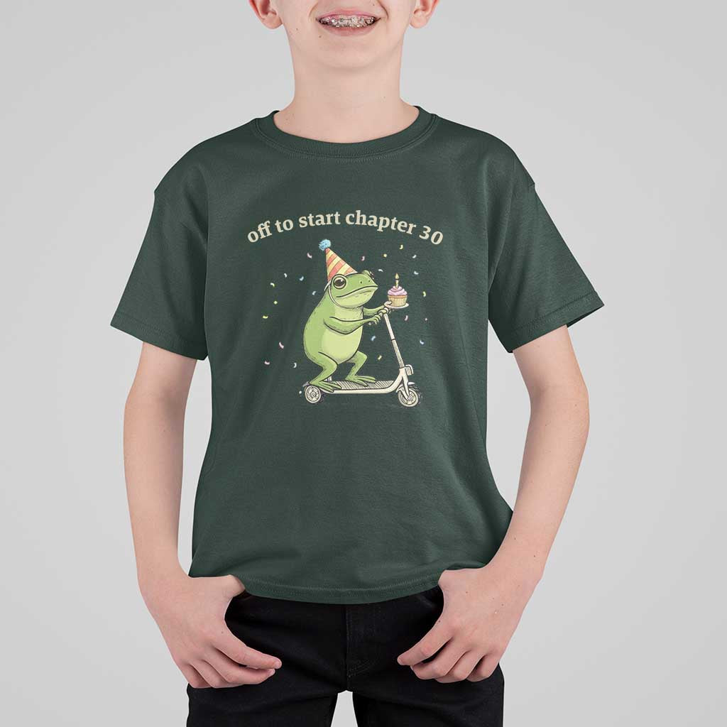 Off To Start Chapter 30 T Shirt For Kid Funny Frog Scooter 30th Birthday Gift